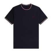 Iconisch Twin-Tipped Ronde Hals T-Shirt Fred Perry , Blue , Heren