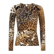 Jaguar Skin Longsleeve Top Roberto Cavalli , Multicolor , Dames