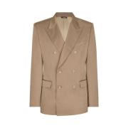 Zijden Double-Breasted Blazer Dolce & Gabbana , Brown , Dames