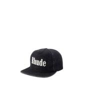 Zwarte Katoenen Gestreepte Pet Rhude , Black , Unisex