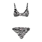 Zebra Print Lycra Bikini The Attico , Black , Dames