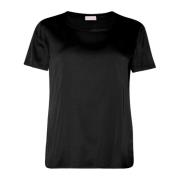 Satijnen T-shirt met Zijsplitten Liu Jo , Black , Dames