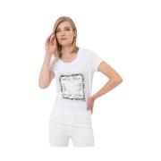 Letter Grafische Strass T-shirt Fracomina , White , Dames
