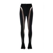 Zwarte Doorzichtige Leggings Wijde Pijpen Mugler , Black , Dames