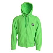 Neon Green Zip Hoodie Sweater Dolce & Gabbana , Green , Heren