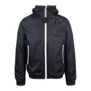 Zwarte Jas met Capuchon Ritssluiting Blauer , Black , Heren