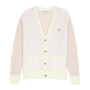 Kleur Blok Merinowol Cardigan Sweater Maison Kitsuné , Multicolor , Da...