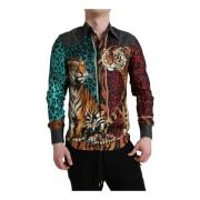 Tijgerprint Casual Button Down Overhemd Dolce & Gabbana , Multicolor ,...