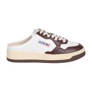 Witte Beige Leren Lage Sneakers Autry , White , Dames