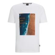 Grafisch Print Katoenen T-Shirt Hugo Boss , White , Heren