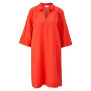 Linnenmix jurk met relaxte pasvorm s.Oliver , Orange , Dames