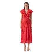 Lange jurk met ruches en draperie Sabina Musayev , Red , Dames