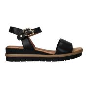 Zwarte Leren Sandaal met Gespsluiting Tamaris , Black , Dames