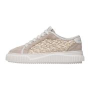 Suede and raffia sneakers Maiorca Flat Voile Blanche , Beige , Dames