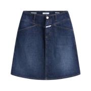 Blauwe Denim A-lijn Rok Closed , Blue , Dames