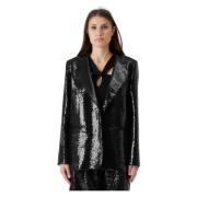 Paillet Blazer Oversize Zwart Elegant Stijl Federica Tosi , Black , Da...