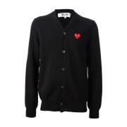 Rood Hart Wol Vest V-Hals Comme des Garçons Play , Black , Heren