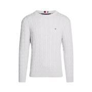 Klassieke Cable Crew Neck Sweater Tommy Hilfiger , Gray , Heren