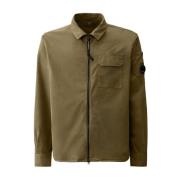 Khaki Katoen Regular Fit Overhemd C.p. Company , Green , Heren