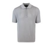 Mesh Polo Zip T-shirt Grijs Emporio Armani , Gray , Heren