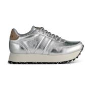 Metallic Leather Platform Sneaker Nora III Woden , Gray , Dames