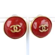Pre-owned Metal earrings Chanel Vintage , Red , Dames