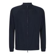 Blauwe Merinowol Zip Cardigan Drumohr , Blue , Heren