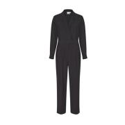 Zwart Jumpsuit Viscose Polyester China Gemaakt Ichi , Black , Dames