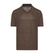 Linnen Polo Shirt Corneliani , Brown , Heren