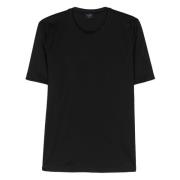 Katoenen Melange T-shirt Gemaakt in Italië Barba , Black , Heren