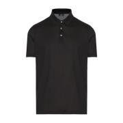 Luxe Zijden Polo Shirt Barba , Black , Heren