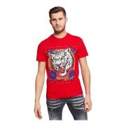 Carnival Tiger T-Shirt in Rood My Brand , Red , Heren