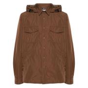 Hooded Polyester Jas met Zakken Aspesi , Brown , Heren