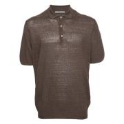 Linnen polo shirt 100% Made in Italy Corneliani , Brown , Heren