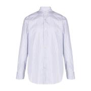 Witte Gestreepte Overhemd met Spreidkraag Finamore , White , Heren