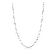 Sterling Silver Thin Paperclip Chain Nialaya , Gray , Heren