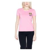 Roze bedrukt dames T-shirt met korte mouwen Moschino , Pink , Dames
