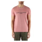 Slim Fit Katoen Logo T-shirt Tommy Hilfiger , Pink , Heren