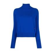 Kobaltblauwe Roll-Neck Sweater Victoria Beckham , Blue , Dames