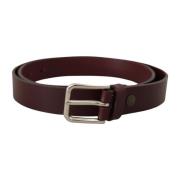 Bordeaux Leren Riem met Metalen Gesp Dolce & Gabbana , Brown , Heren