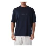 Katoenen T-shirt met frontlogo Armani Exchange , Blue , Heren