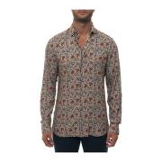 Bladprint Jurk Hals Shirt Càrrel , Multicolor , Heren