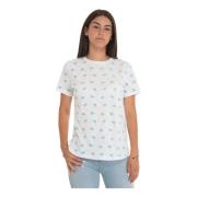 Logo Print Slim Fit Katoenen T-shirt Emporio Armani , White , Dames