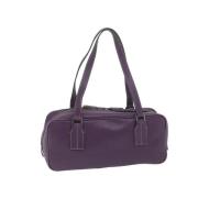 Pre-owned Leather shoulder-bags Burberry Vintage , Purple , Dames