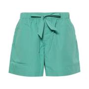 Groene Katoenen Shorts met Logo Tekla , Green , Dames