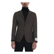 Houndstooth Slim Fit Wool Jacket Paoloni , Multicolor , Heren