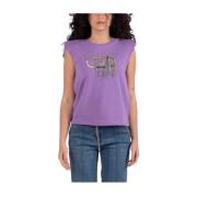 Casual Katoenen T-Shirt voor Vrouwen Liu Jo , Purple , Dames