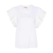 Geborduurde Mouwen T-Shirt Twinset , White , Dames