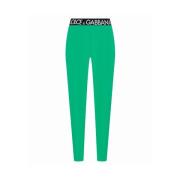 Iconische Logo Leggings Elastisch Ontwerp Dolce & Gabbana , Green , Da...