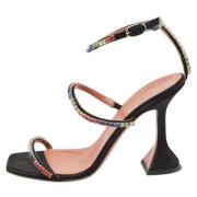 Pre-owned Satin sandals Amina Muaddi Pre-owned , Black , Dames
